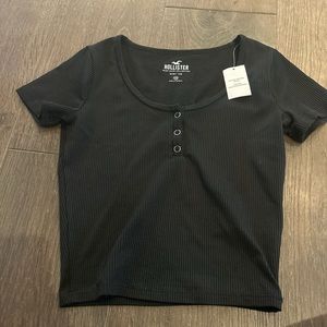 Black ribbed Henley from Hollister